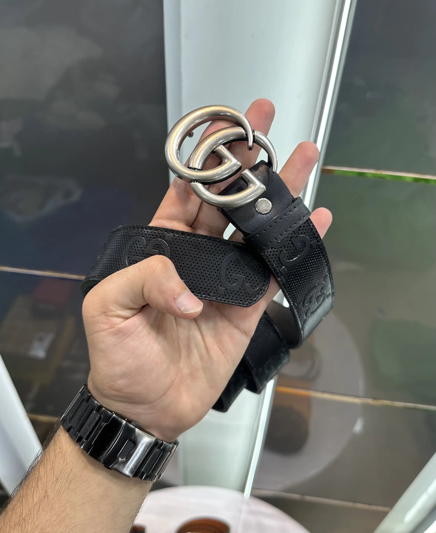 Gucc i Monogram Premium Imported Belt Silver g622