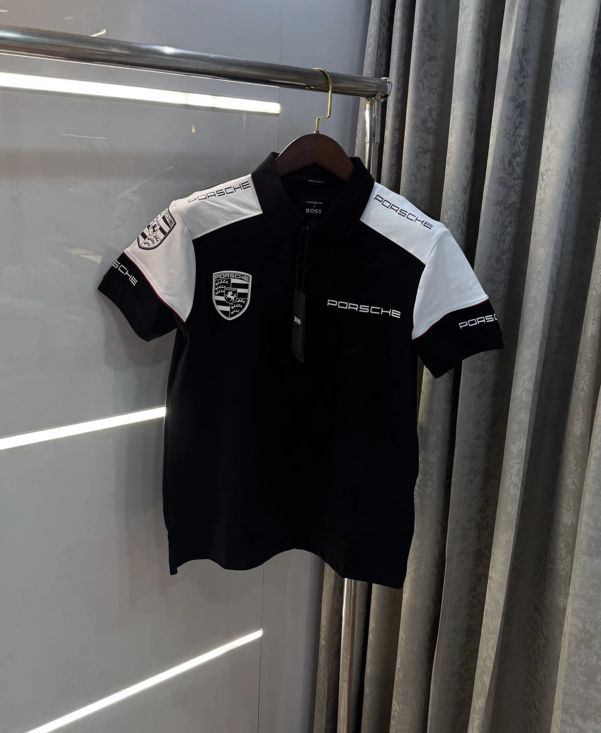 Hugo Bos s X Porsche Black Logo Work Premium Polo T-shirt