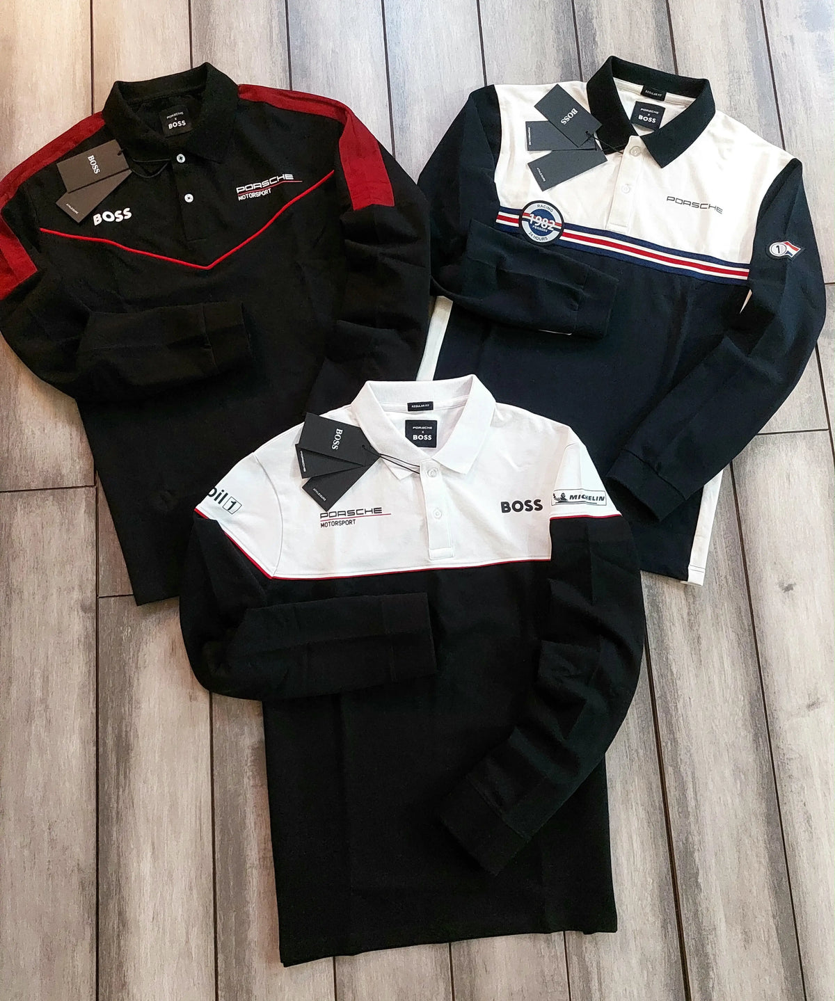 Hugo Boss Black White Logo Work Premium Full Sleeve Polo T-Shirt