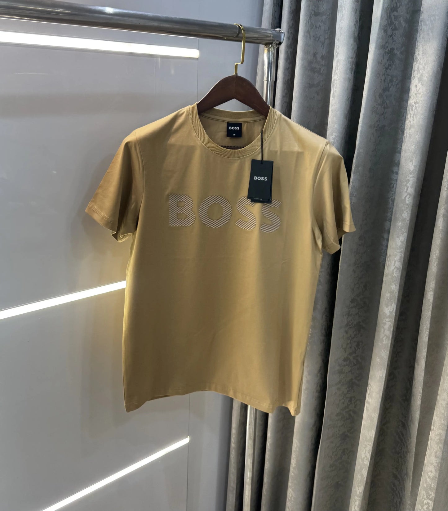 Hugo Bos s Beige Embroidery Logo Premium T-Shirt