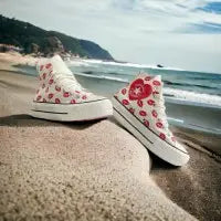 Converse Chuck Taylor Red Lip Heart Embroidery 7A Premium Sneakers