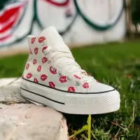Converse Chuck Taylor Red Lip Heart Embroidery 7A Premium Sneakers