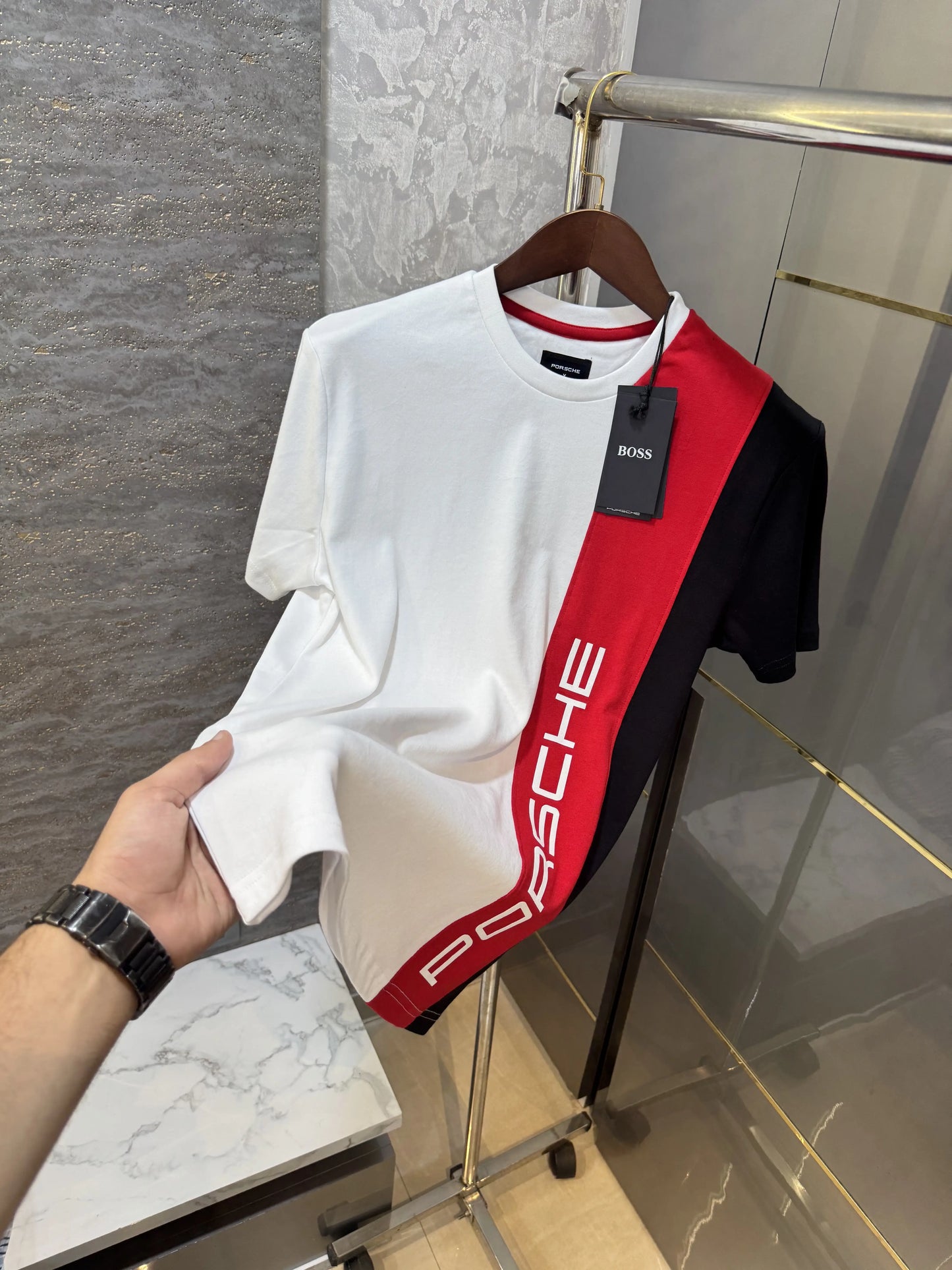 Hugo Bos s X Porsche White Logo Work Premium Polo T-shirt