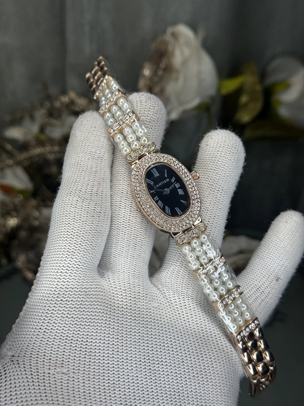 Cartie r Pearls Rose Gold Black Premium Watch