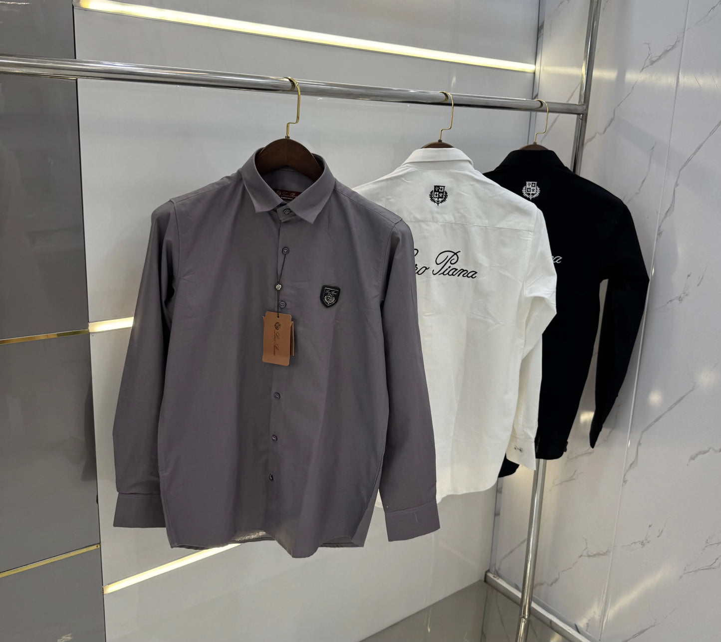 Loro Piana Black Embroidery Logo Work Premium Shirt