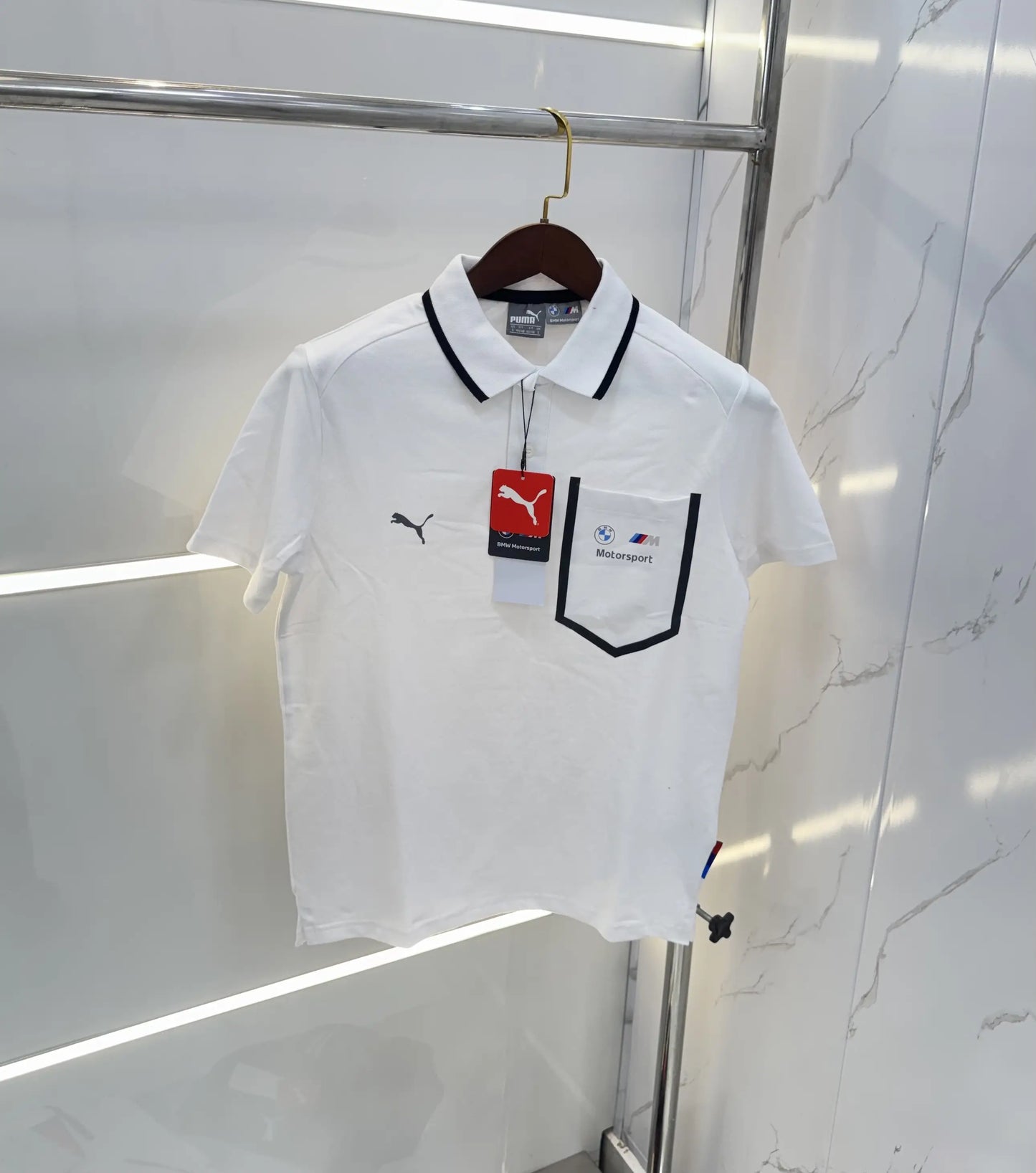 Pum a White Bmw Edition Premium Polo T-shirt