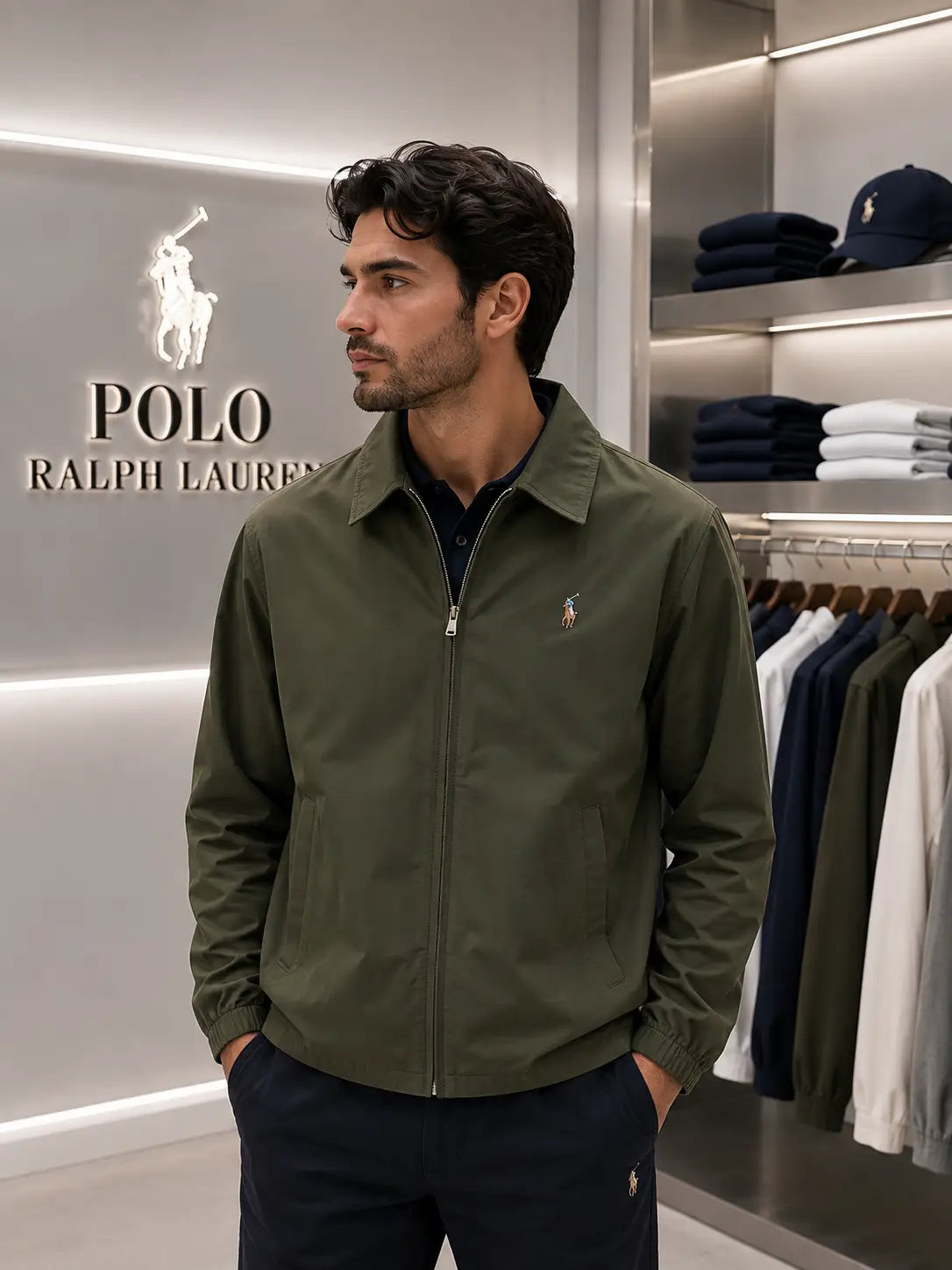 Ralph Lauren Olive Green Imported Bomber Jacket