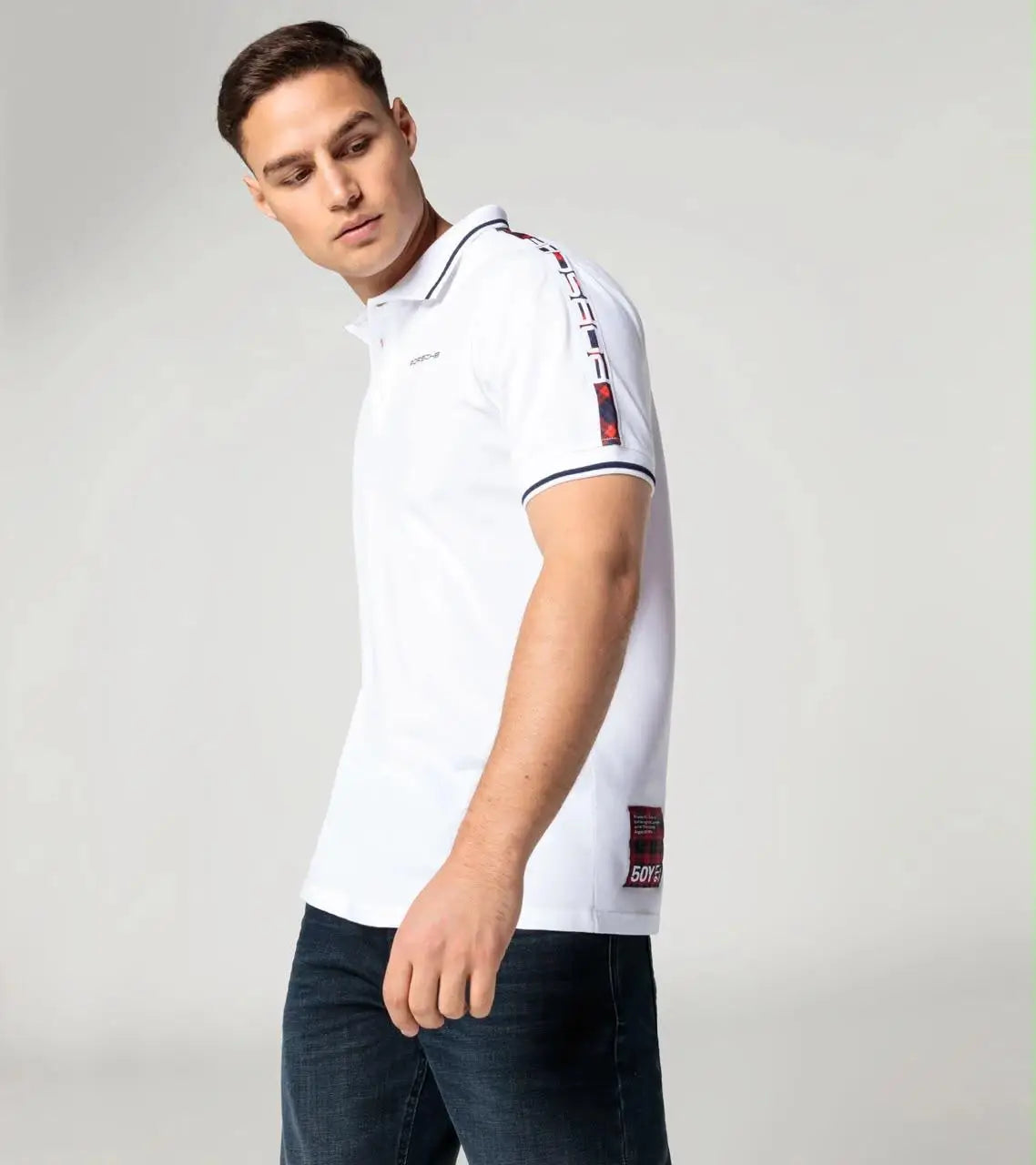 Hug o Bos s X Porsche White Logo Work Premium Polo T-shirt