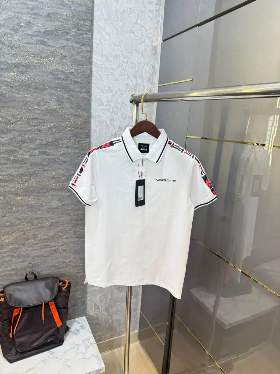 Hug o Bos s X Porsche White Logo Work Premium Polo T-shirt