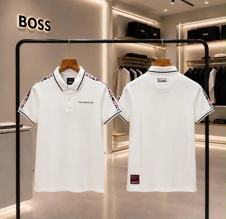 Hug o Bos s X Porsche White Logo Work Premium Polo T-shirt
