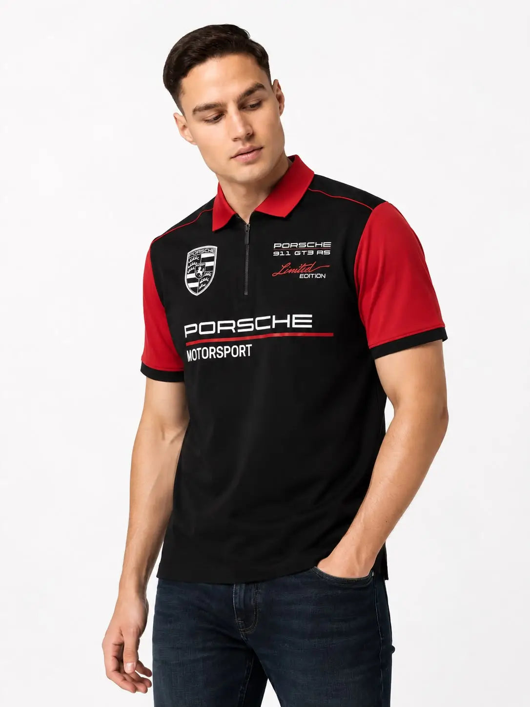 Hug.o Bos s X Porsche Black Logo Work Premium Polo T-shirt