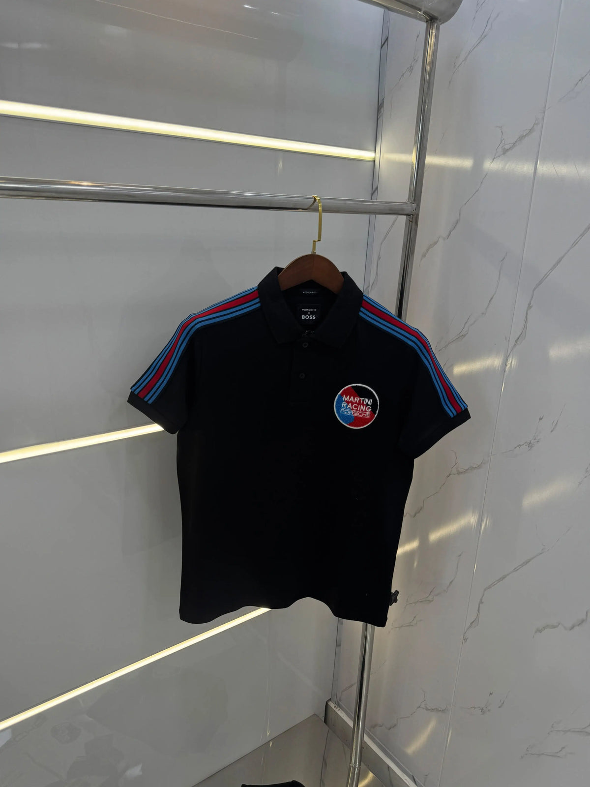 Hug o Bos s X Porsche Black Logo Work Premium Polo T-shirt