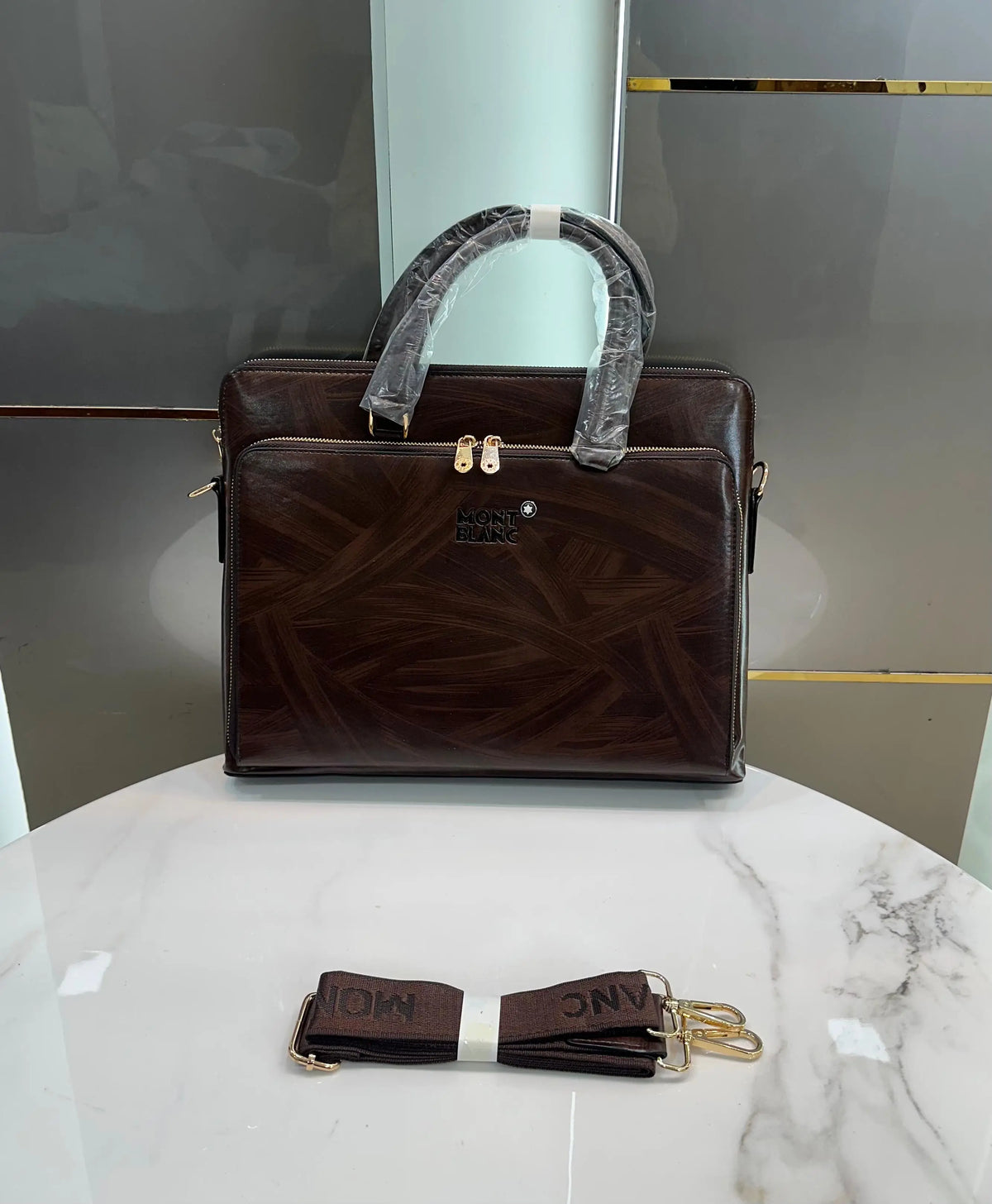Mont Blan c Luxury Premium Imported Grey Laptop Bag Coffee mb1008