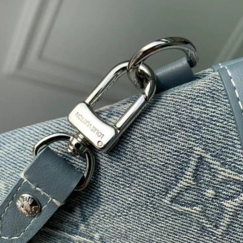 Lv Pochette To Go Monogram Washed Denim Canvas Clutch Bags Blue With OG Box & Dust Bag Tags Card Bill