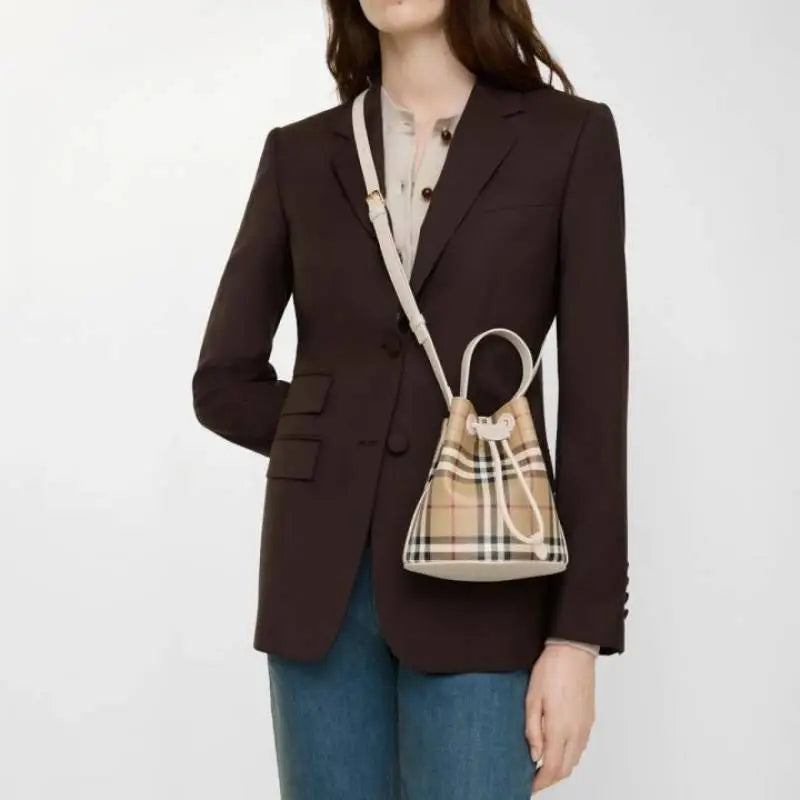 Burberrry Mini Check Bucket Bag Premium High End Quality With Original Box
