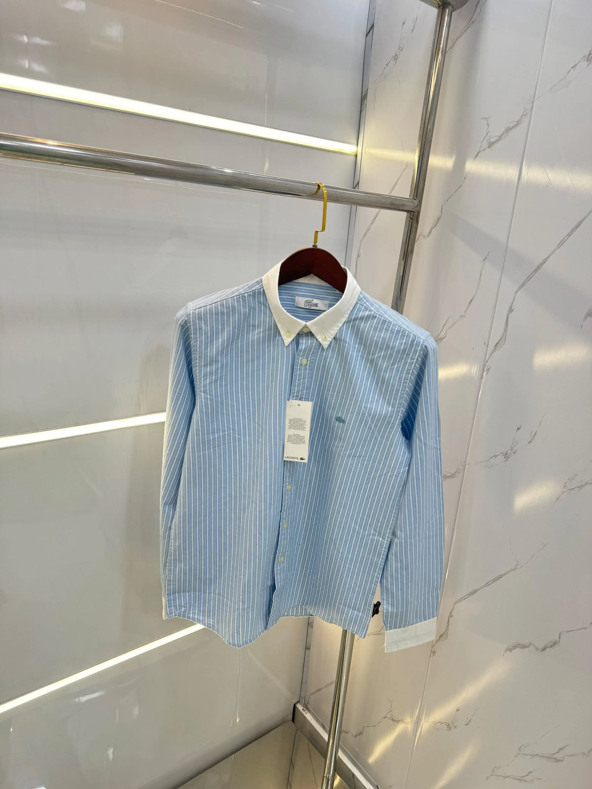 Lacost e Blue strips Embroidery Logo Premium Oxford Shirt