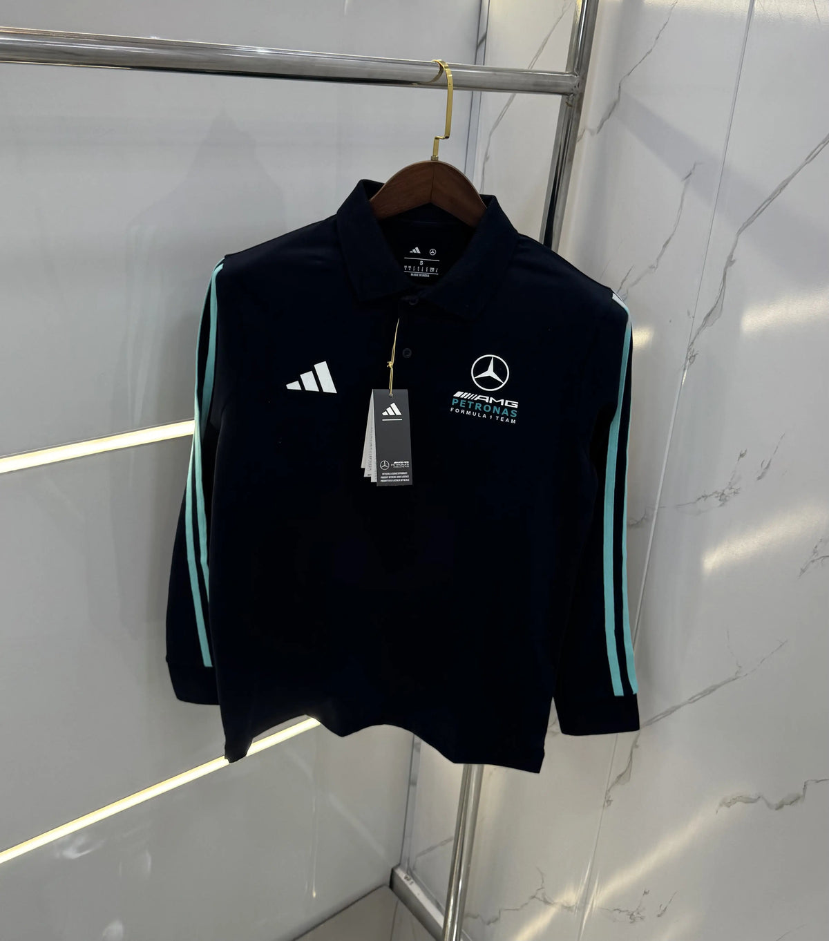 Adida s Navy Blue Logo Work Premium Full Sleeves Polo T-Shirt