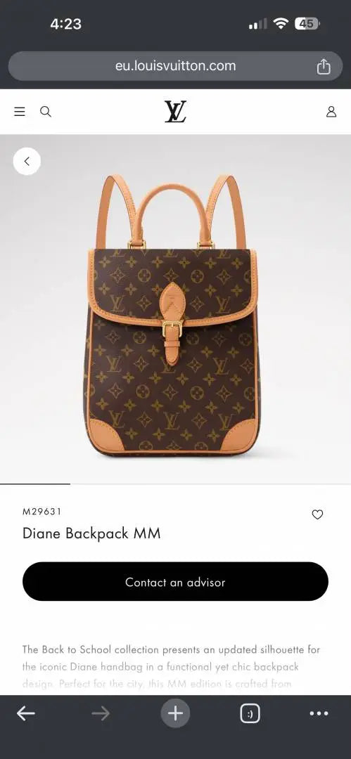 Loiuss Vuitton Diane Backpack MM Monogram High End Quality With Two Box Premium Pacakging