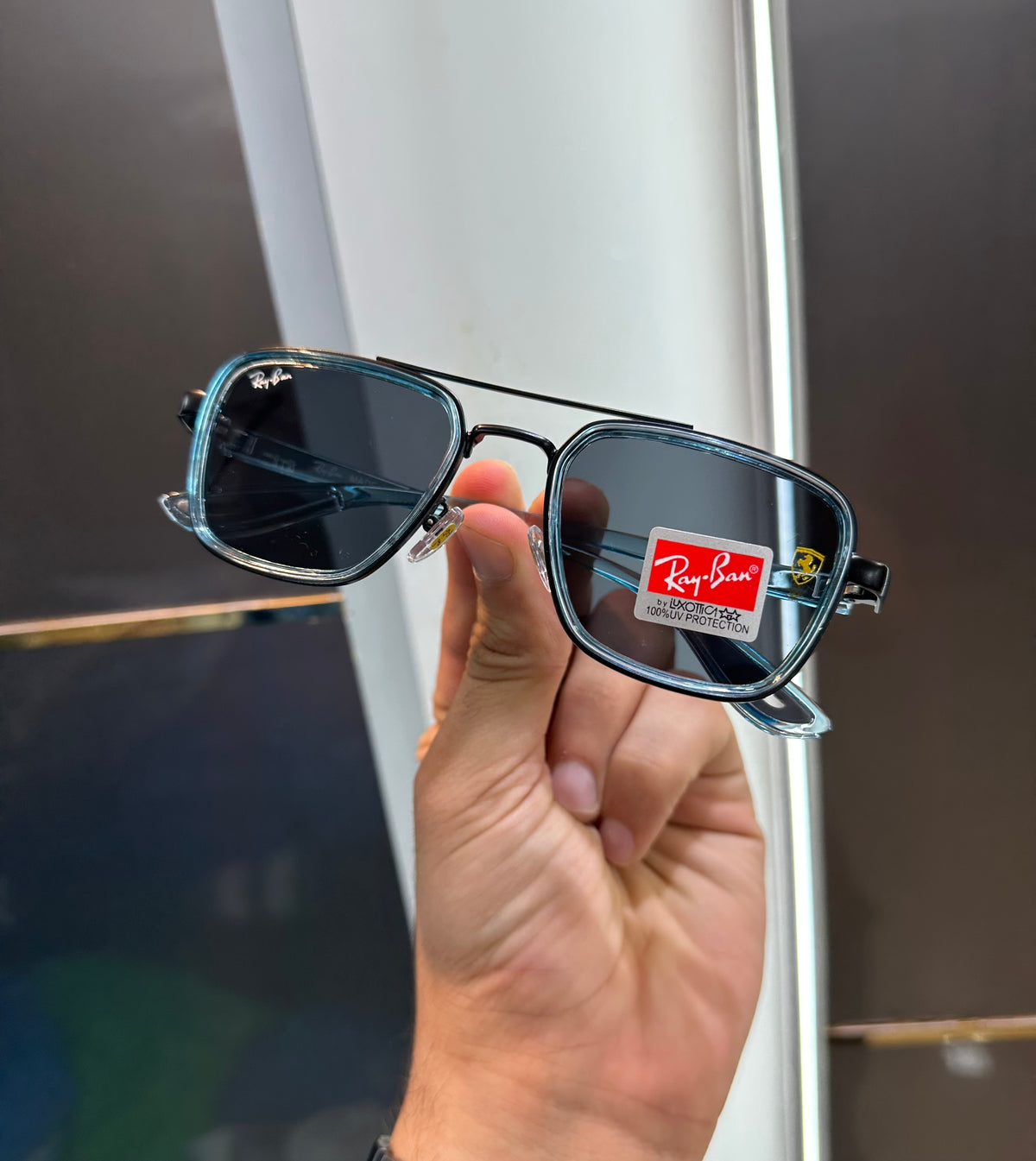 Ray Ban Ferrari Collab Sky Blue Edition Luxury Shade With Original Packing