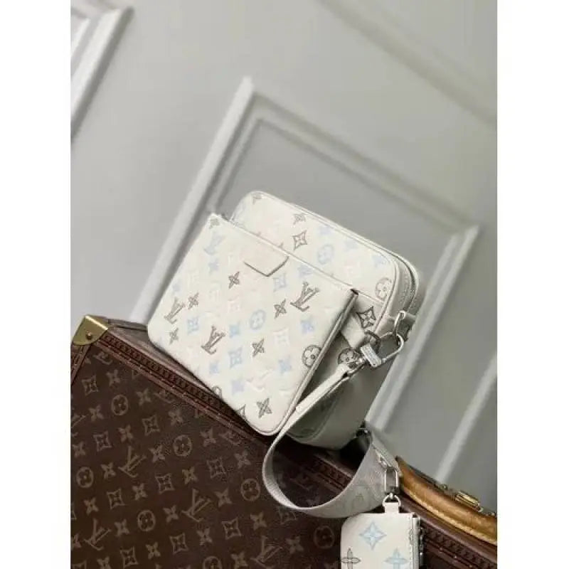 Louiiss_Vuittion Trio Messenger Monogram Shadow calfskin leather