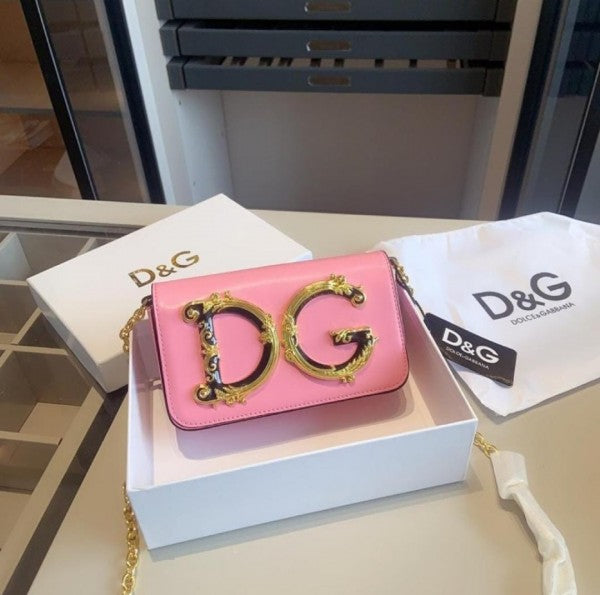 Dolce & Gabbana Pink Nappa Leather Premium Shoulder Bag With OG Box And Dust Bag