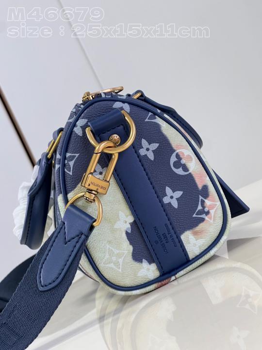 Louis Vuitton Blue Multi Keepall Bandouliere Monogram Travel Speedy Bag With Og Magnatic Box And Dust Bag