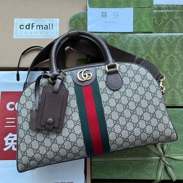 Gucci GG Ophidia Handle Bowling Premium Quality Bag Brown With Dust Bag