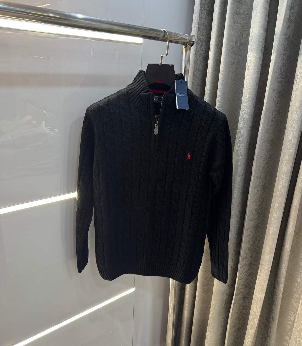 Ralph Lauren Black R Embroidery Logo Imported Knitted Pull Over
