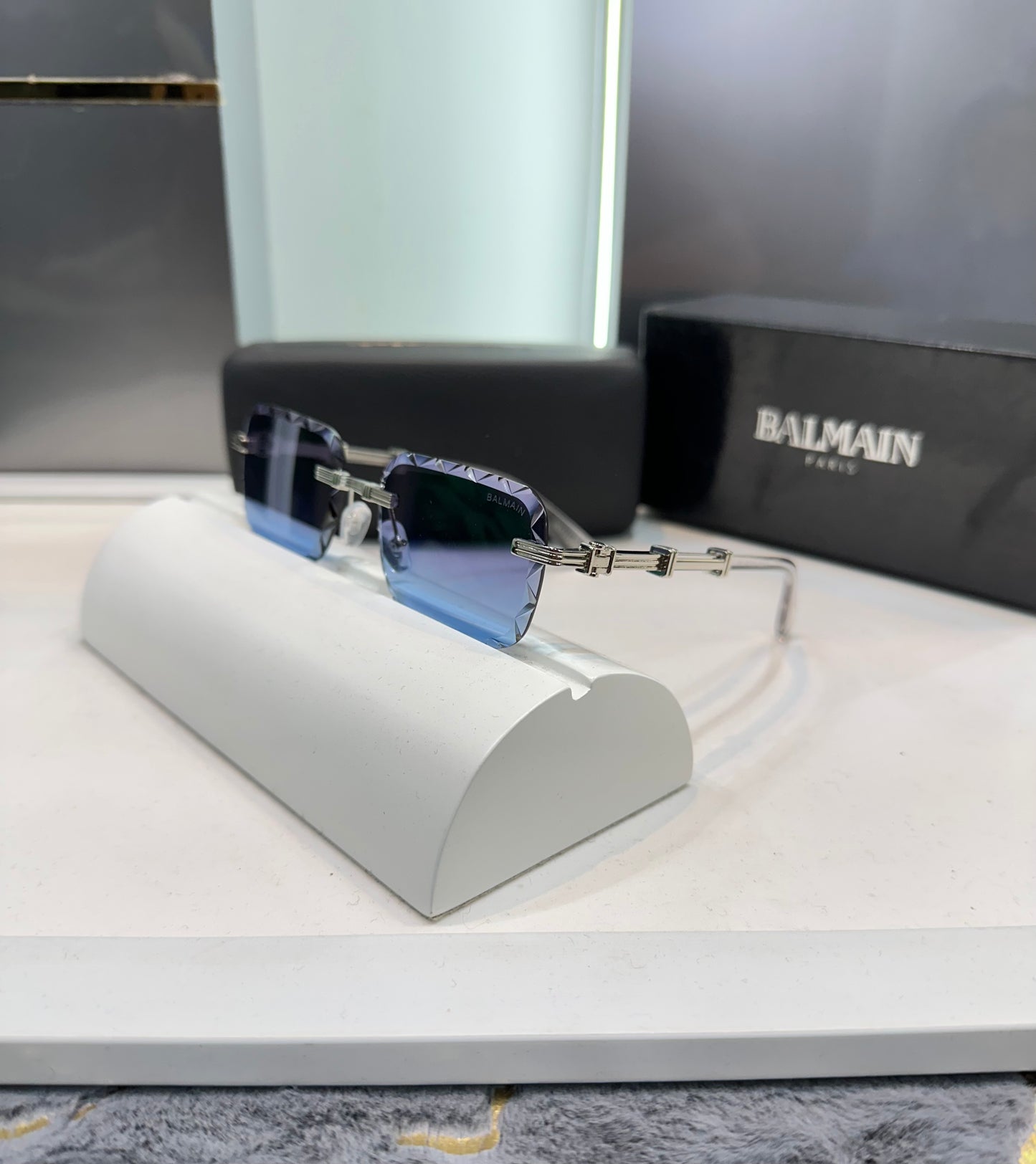 Balmain Paris Blue Transparent Karan Aujla Limited Edition Luxury Shade With Original Packing