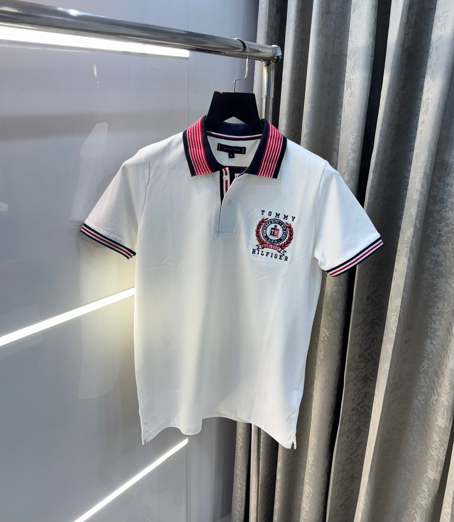 Tommy Hilfiger White Logo Work Premium Smart Fit Polo T-Shirt