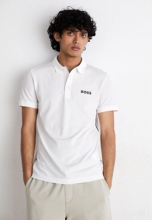 Hugo Boss White Logo Work Premium Smart Fit Polo T-Shirt