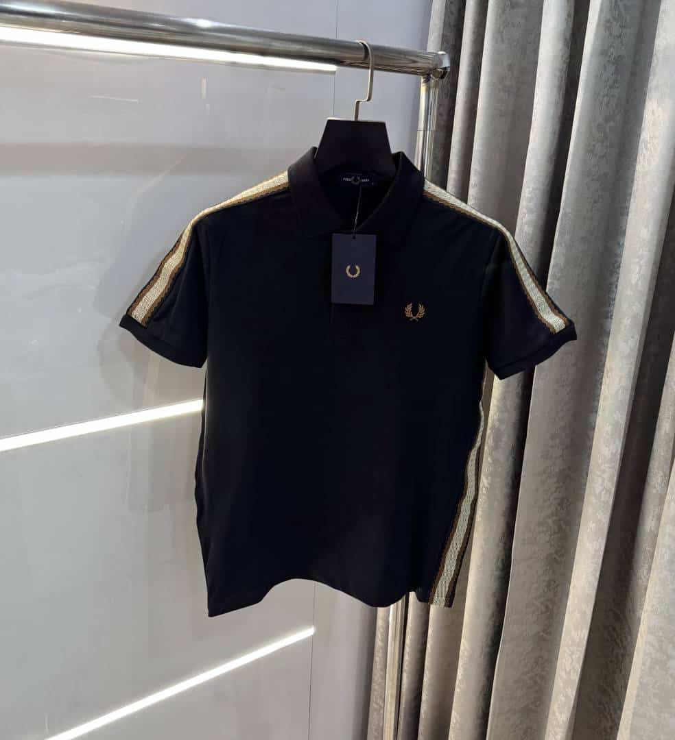 Fredperry Black Embroidery Logo Premium Polo T-Shirt