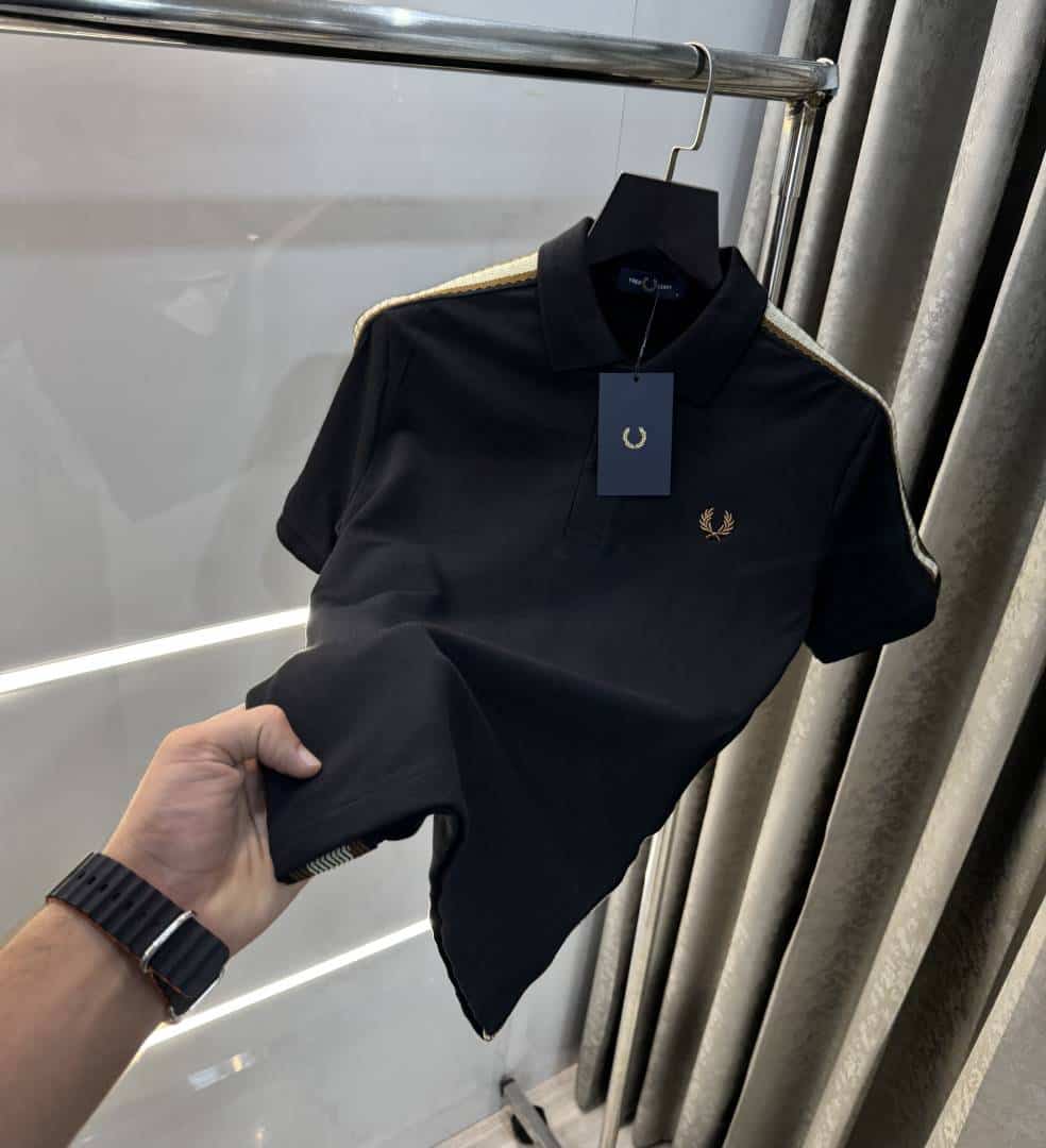 Fredperry Black Embroidery Logo Premium Polo T-Shirt