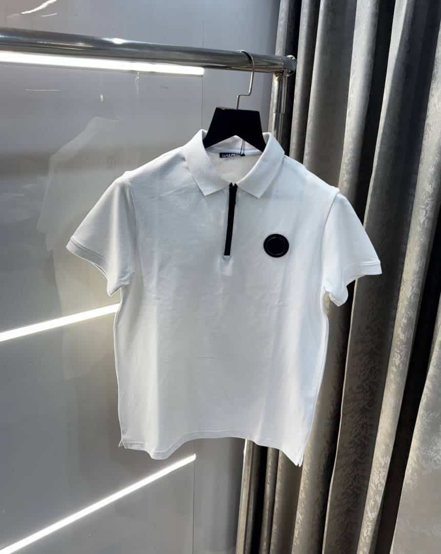 Balmai n Paris White Back Logo Work Imported Polo T-Shirt