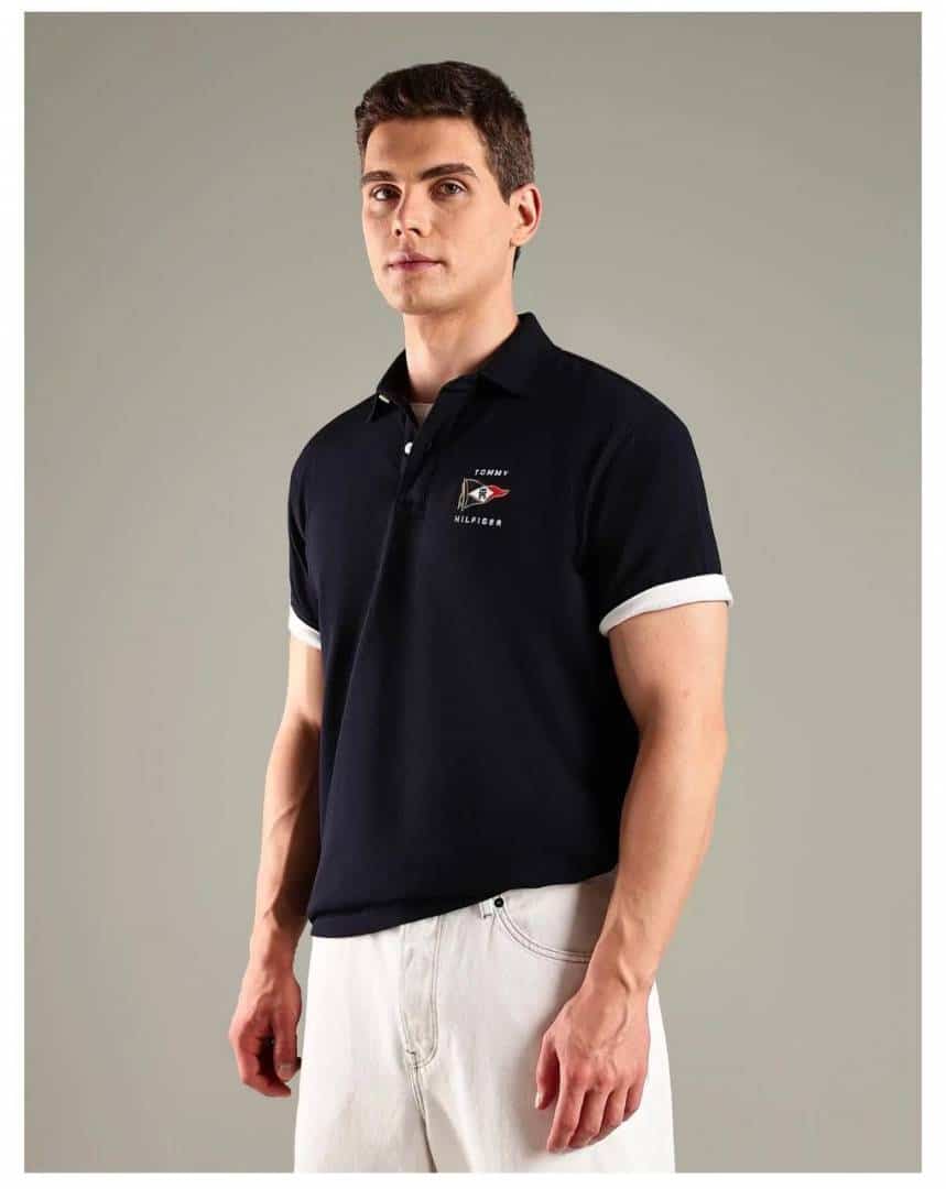 Tomm y Hilfiger Black Logo Work Premium Polo T-Shirt