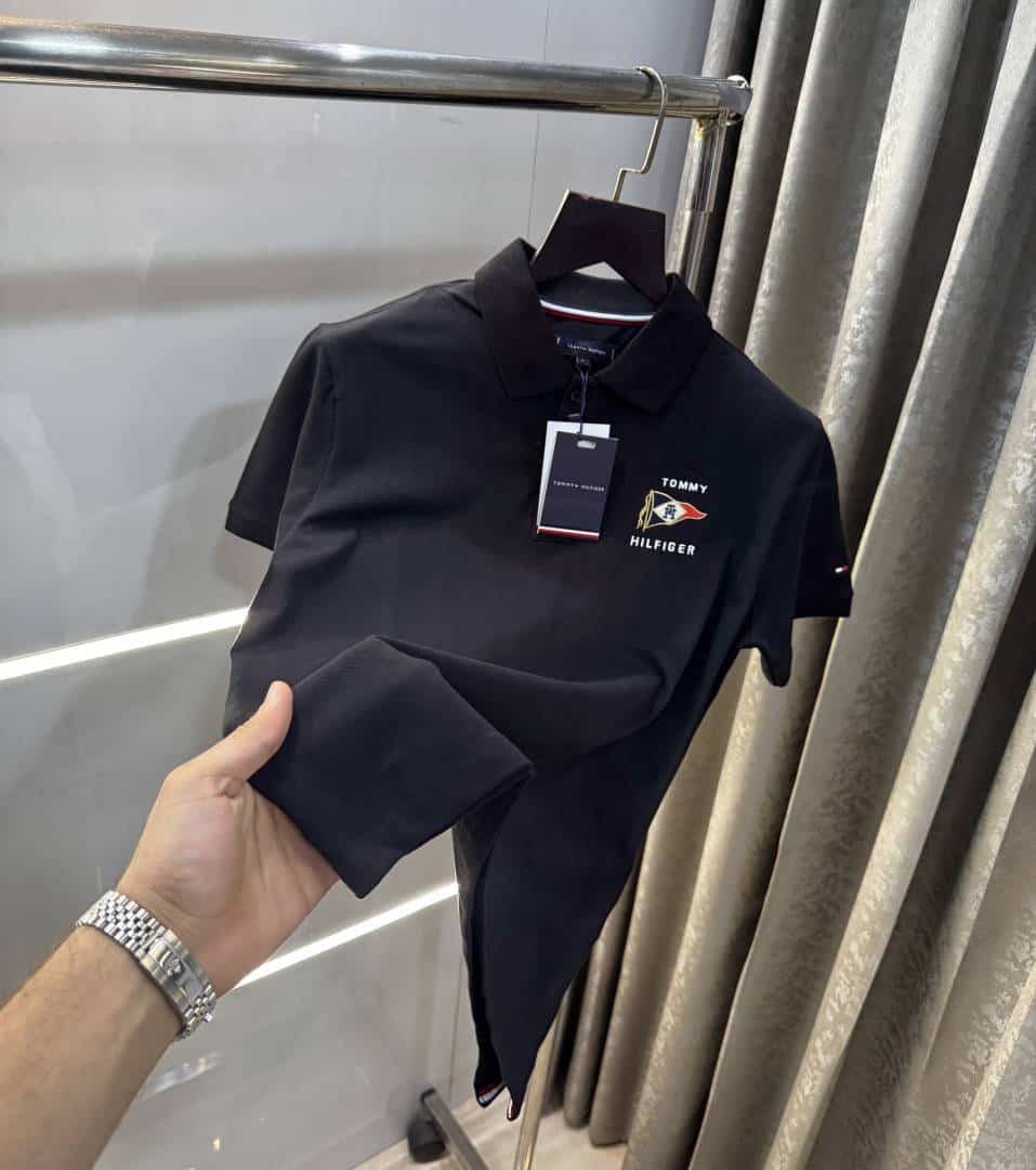 Tomm y Hilfiger Black Logo Work Premium Polo T-Shirt