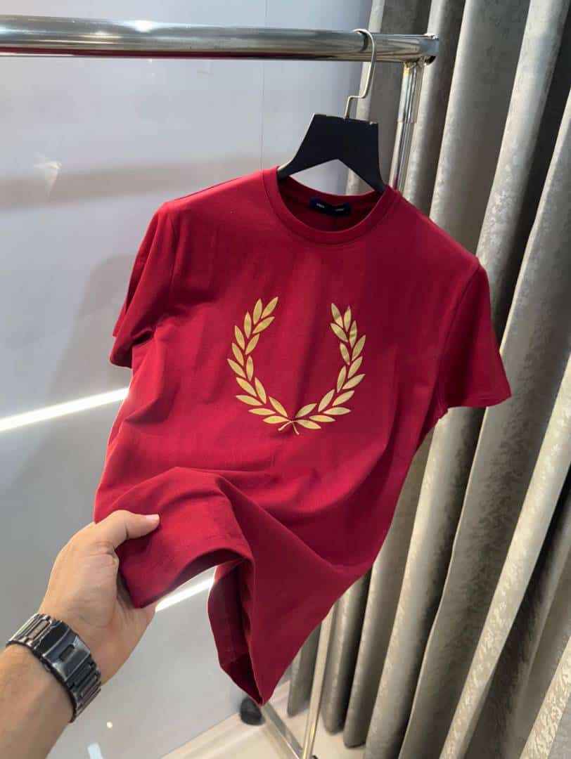Fredperry Maroon Logo Print Imported T-Shirt