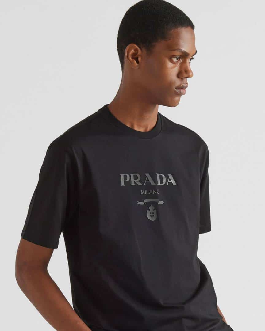 Prad a Milano Black Logo Print Imported T-Shirt