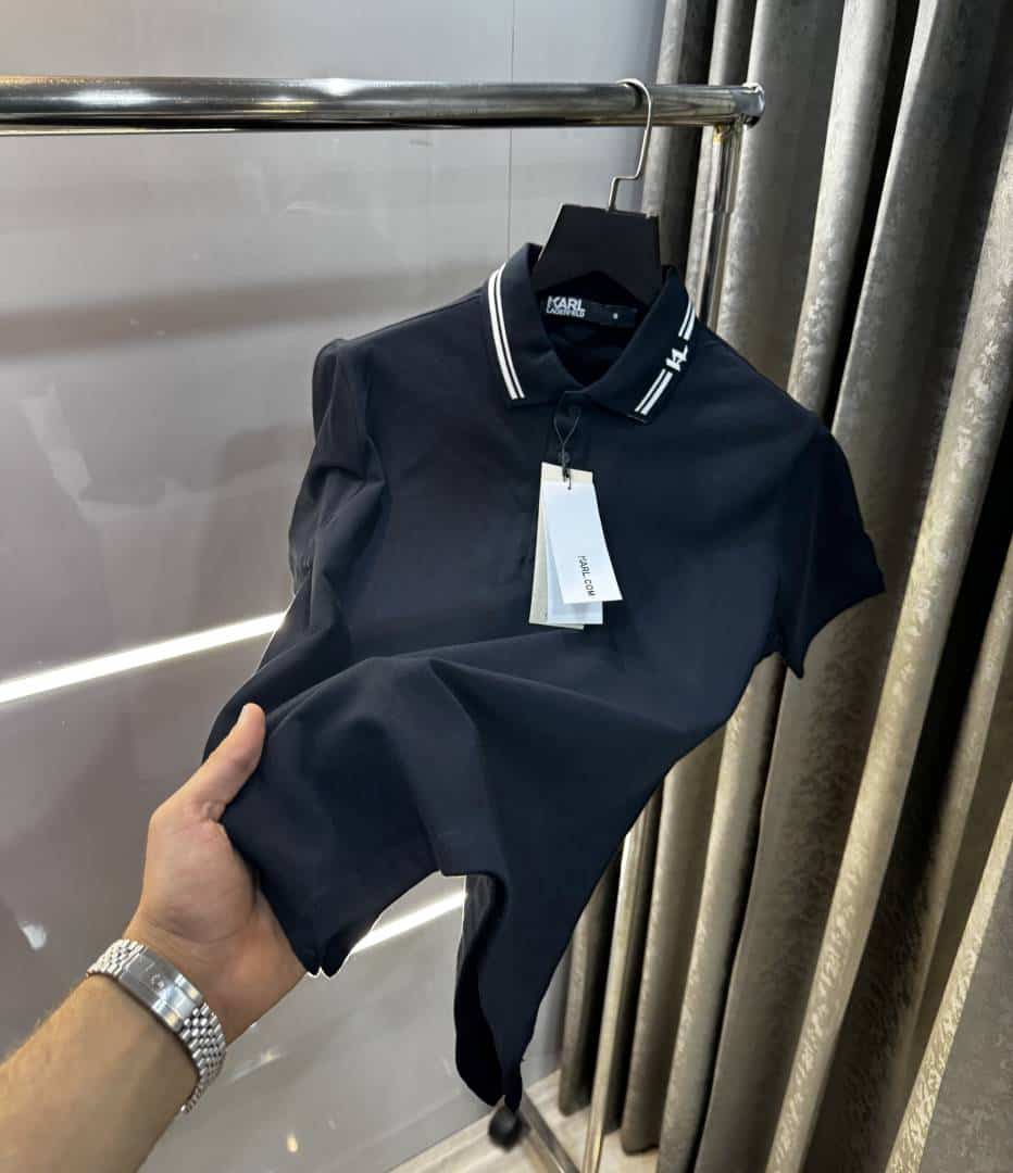 Kar l Lagerfeld Navy Blue Collar Look Premium Polo T-Shirt
