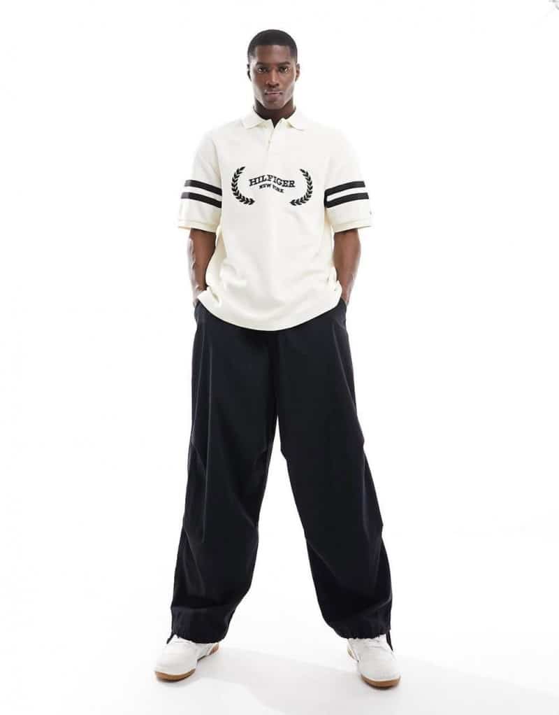 Tomm y Hilfiger White Embroidery Work Premium Polo T-Shirt