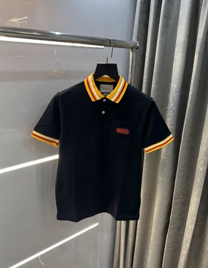 Gucc i Black Collar Look Imported Polo T-Shirt