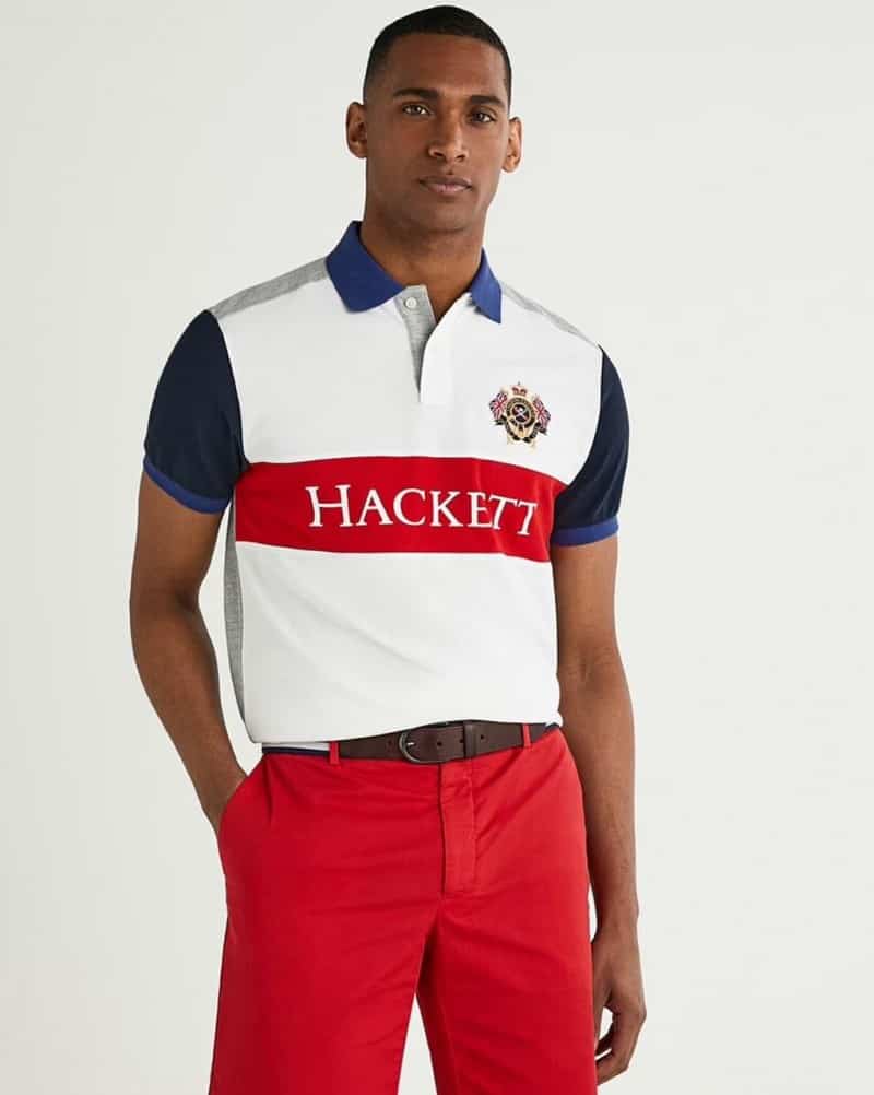 Hacket London White Embroidery Logo Premium Polo T-Shirt