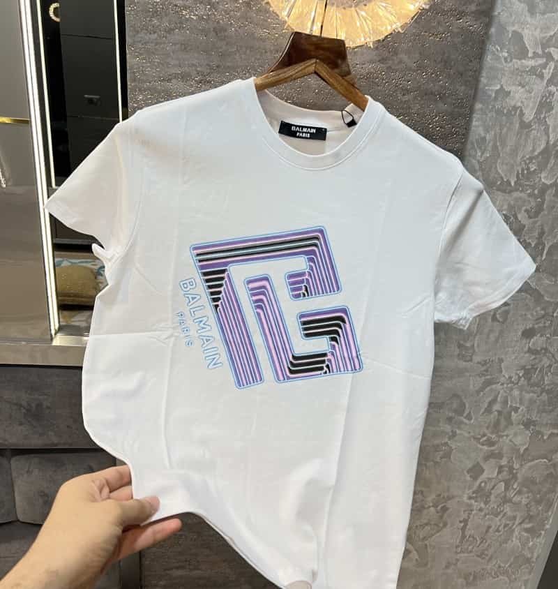 Balmai n Paris White logo Print Premium T-Shirt