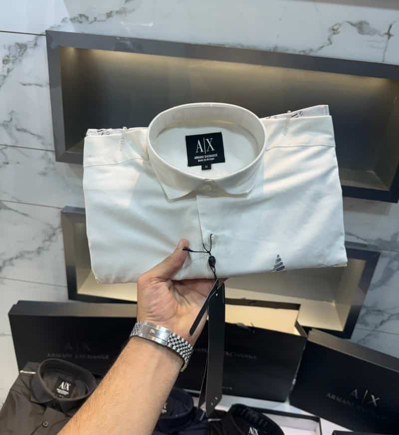 Arman i Exchange White Logo Print Shirt With Premium Box Packing And Carry Bag
