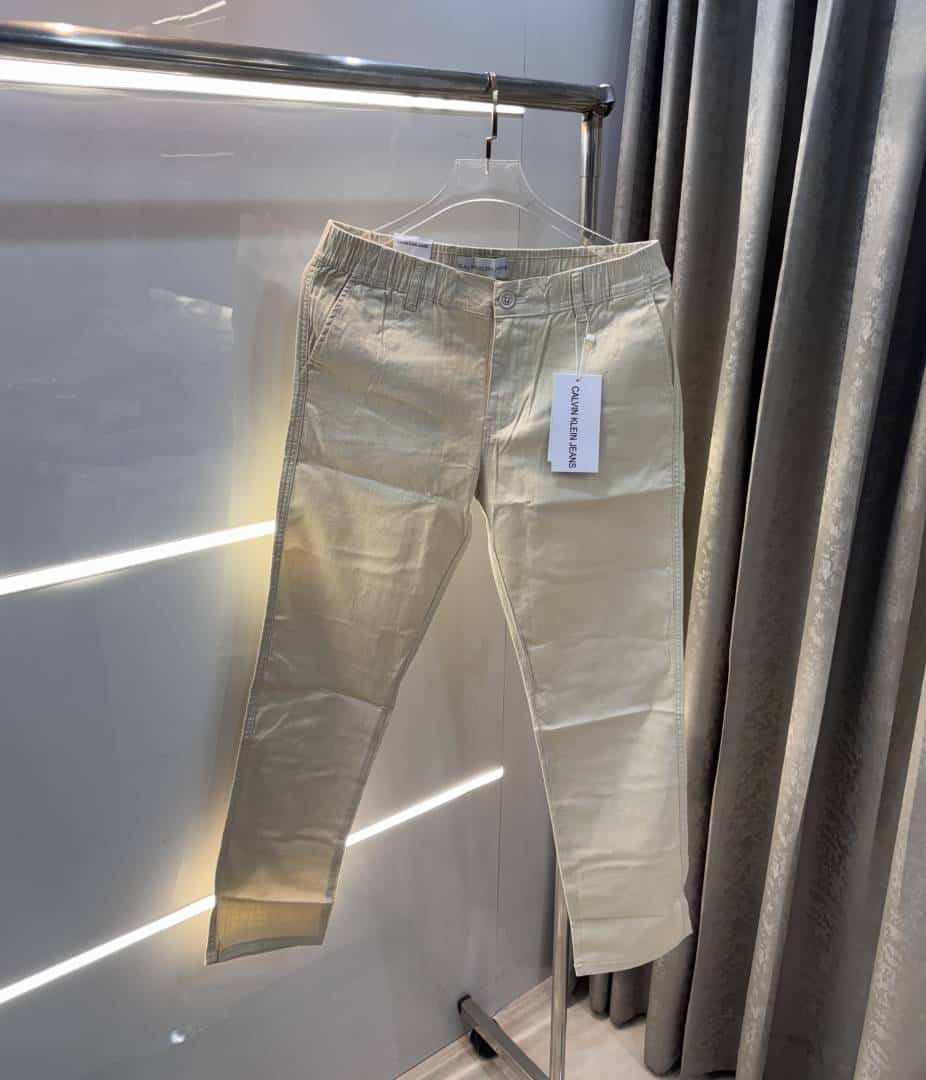 Calvi n klein Cream Premium Classic Linen Trouser