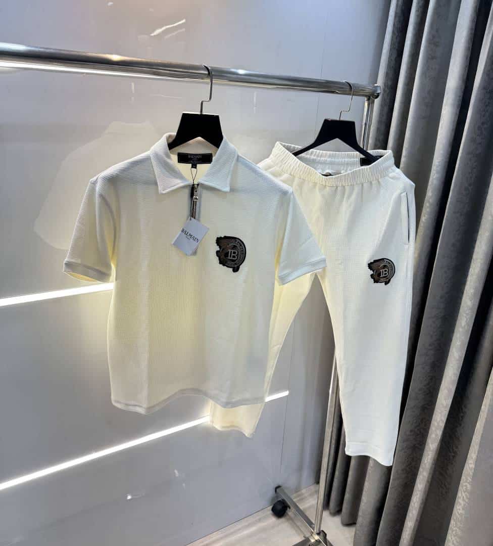 Balmai n Paris Cream Embroidery Work Imported Tracksuit With Carry Bag