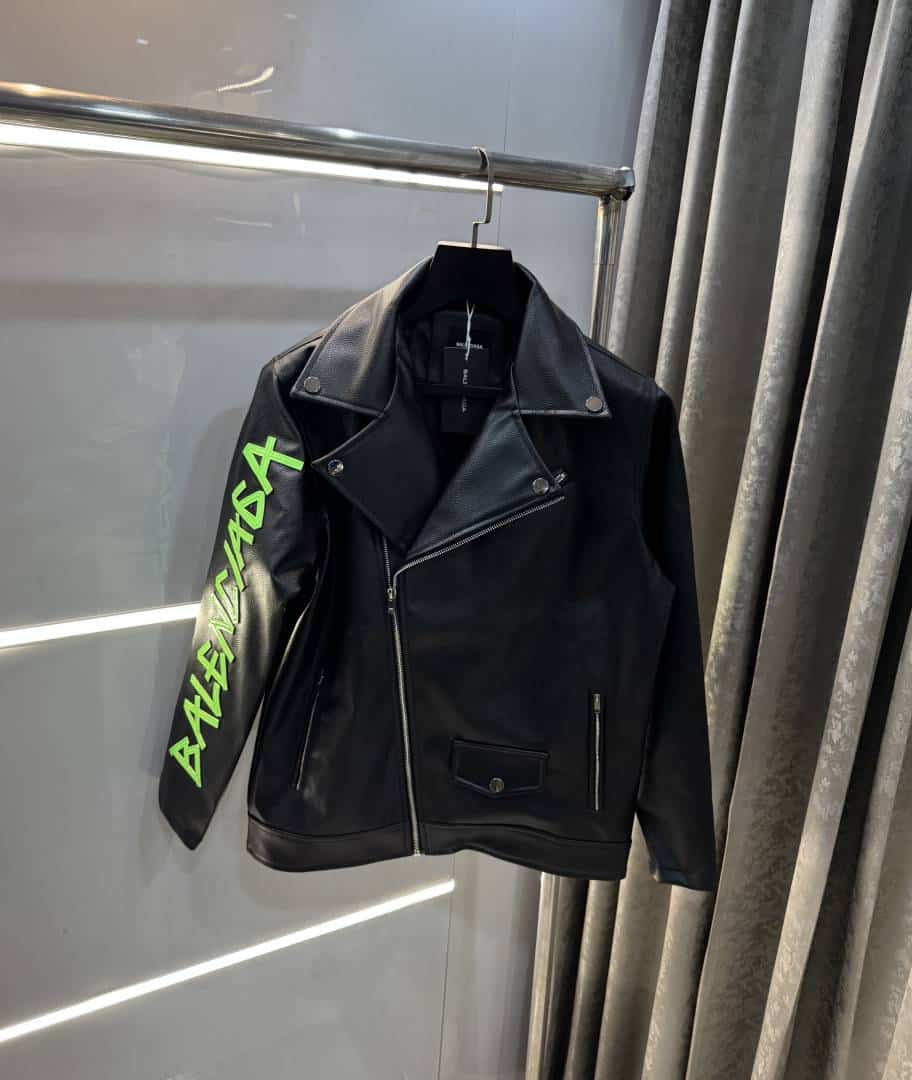Balenciag a Black Premium Imported leather Jacket