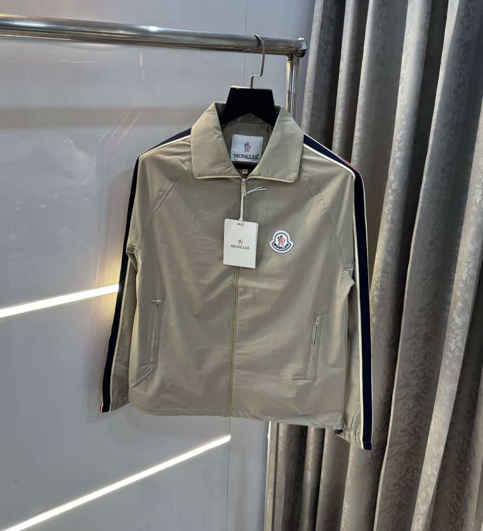 Moncle r Beige Logo Work Imported Premium Bomber Jacket
