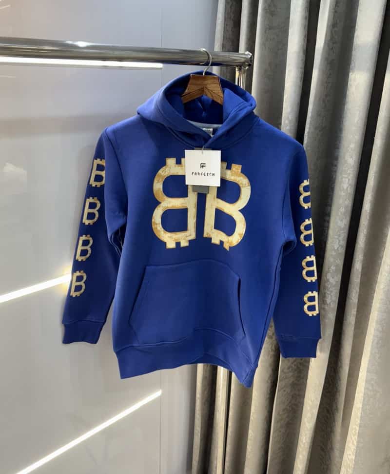 Balenciag a Blue Printed Imported Premium Hoodie