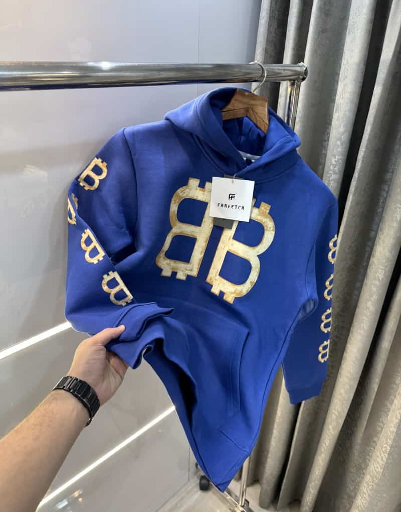 Balenciag a Blue Printed Imported Premium Hoodie